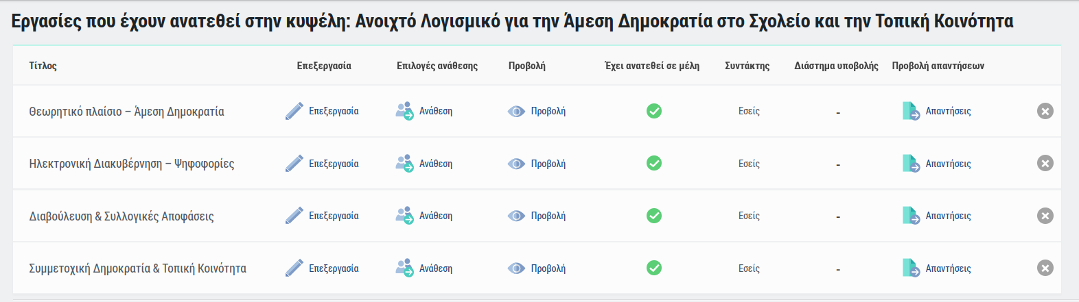Αναθέσεις εργασιών στο e-me